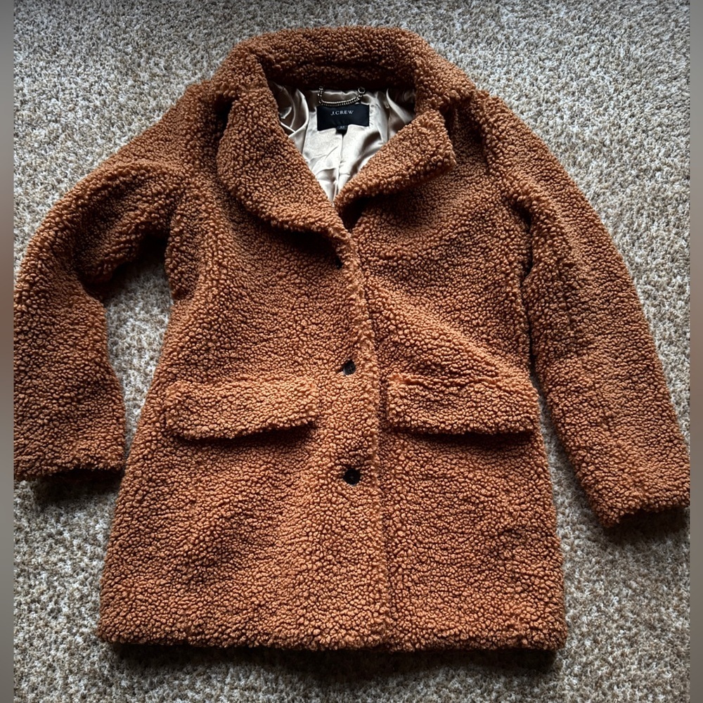J. Crew Teddy Sherpa Jacket In Adobe Clay Size XS ba527 Sold Out Online